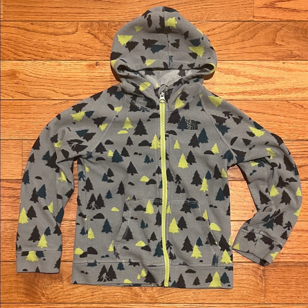 The North Face Gray Hoodie with Tree Pattern